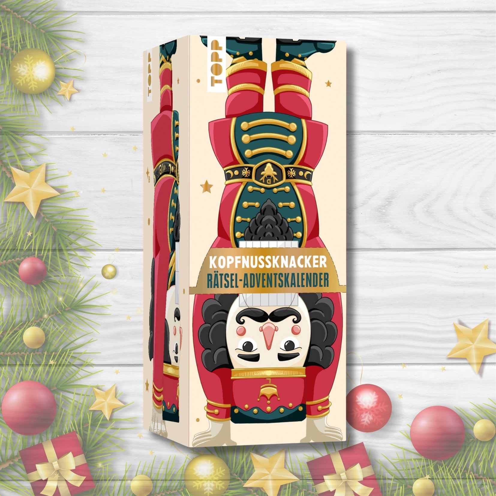 „Der Kopfnussknacker Rätsel-Adventskalender – 24 Logikrätsel mit Holzspiel“